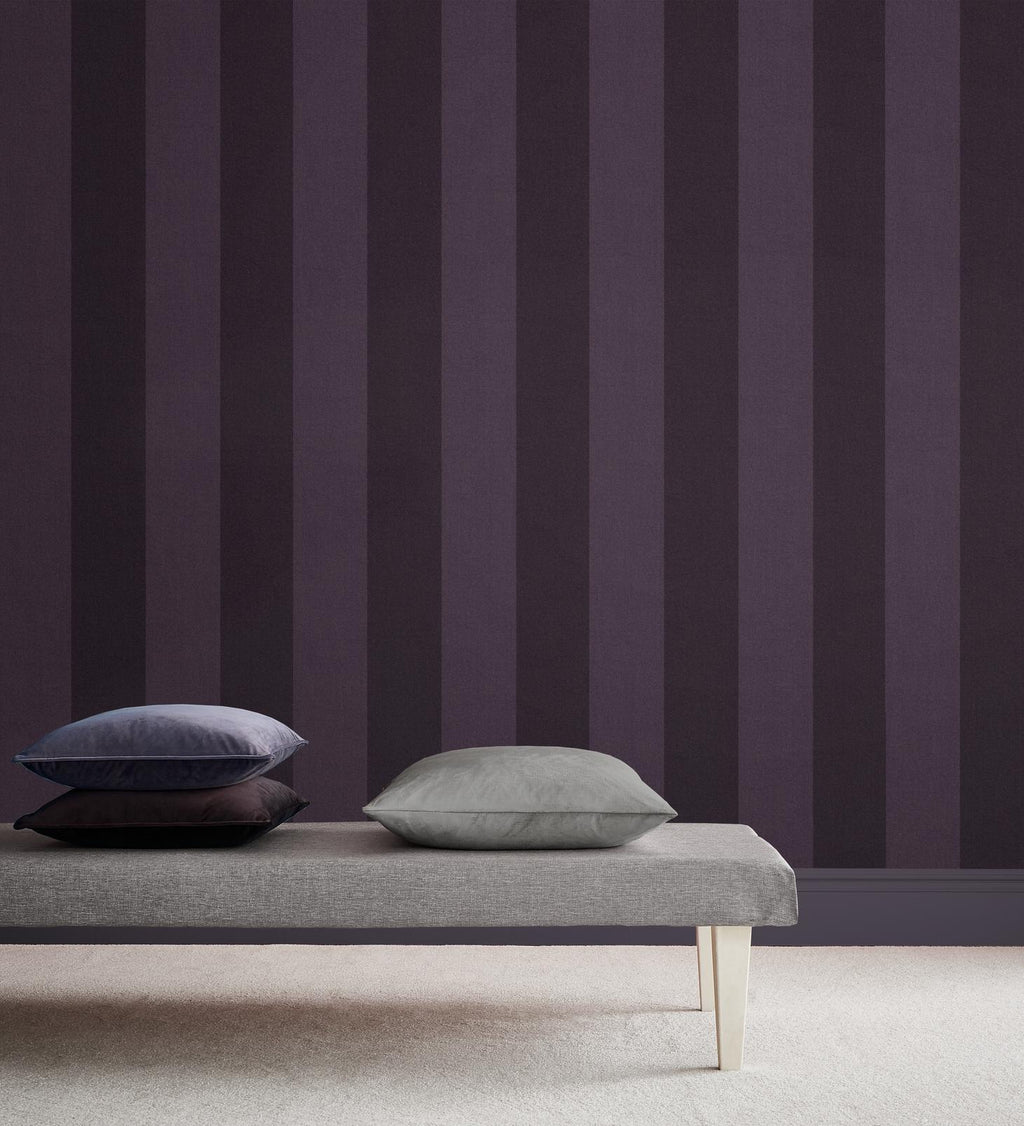 Heritage Stripe Plum Wallpaper