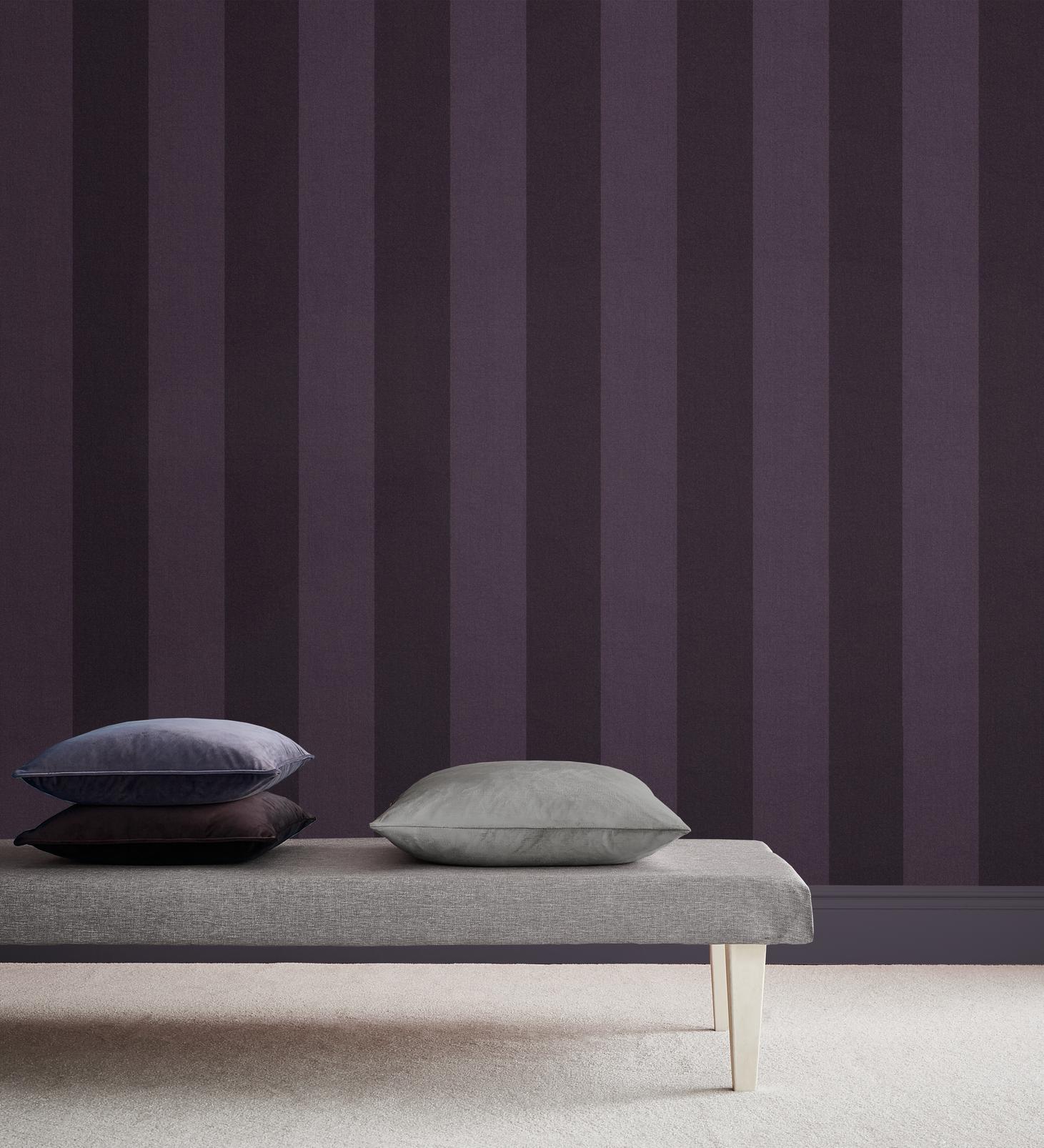 Heritage Stripe Plum Wallpaper