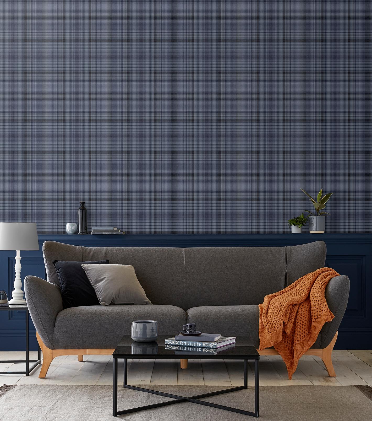 Heritage Plaid Blue Wallpaper