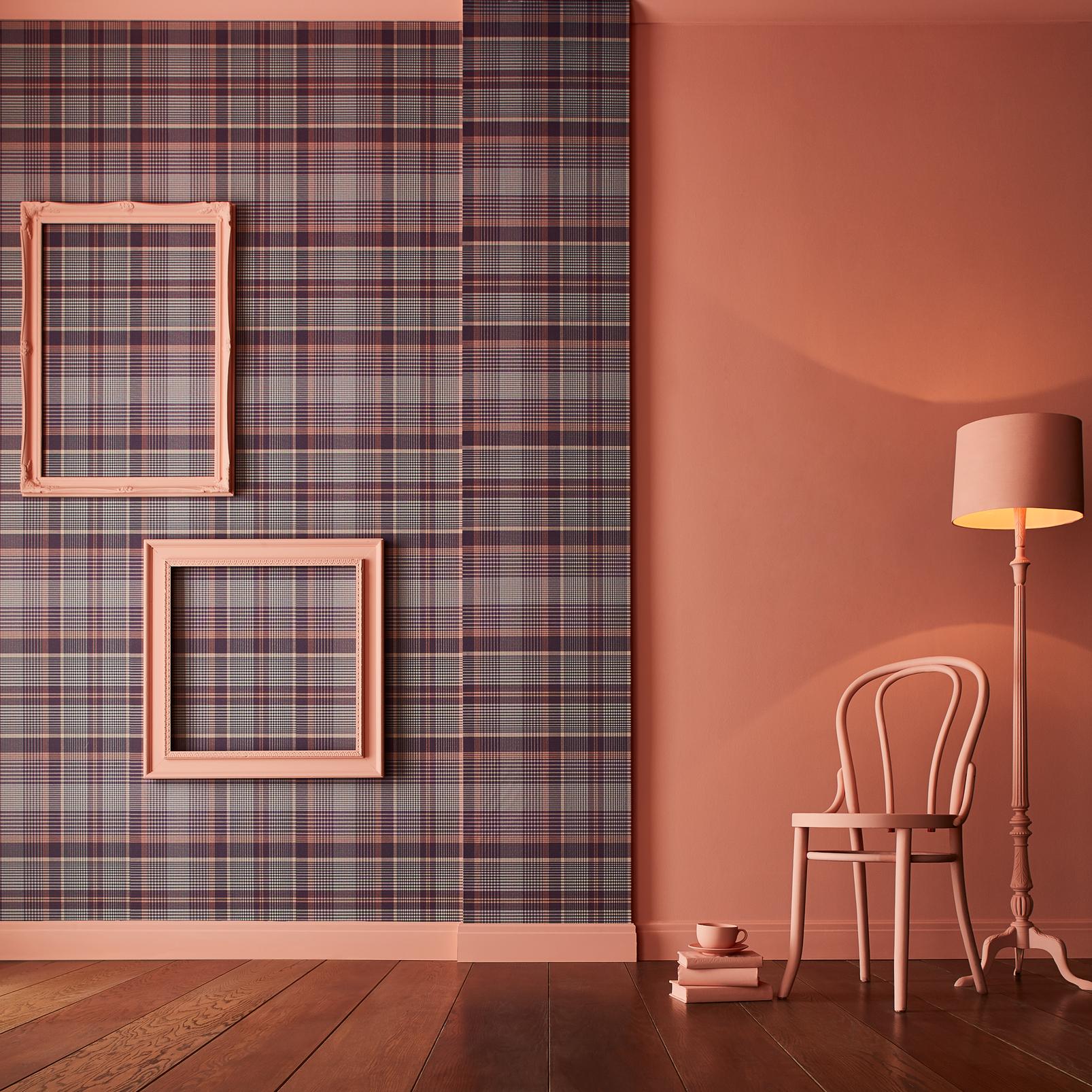 Heritage Plaid Plum Wallpaper