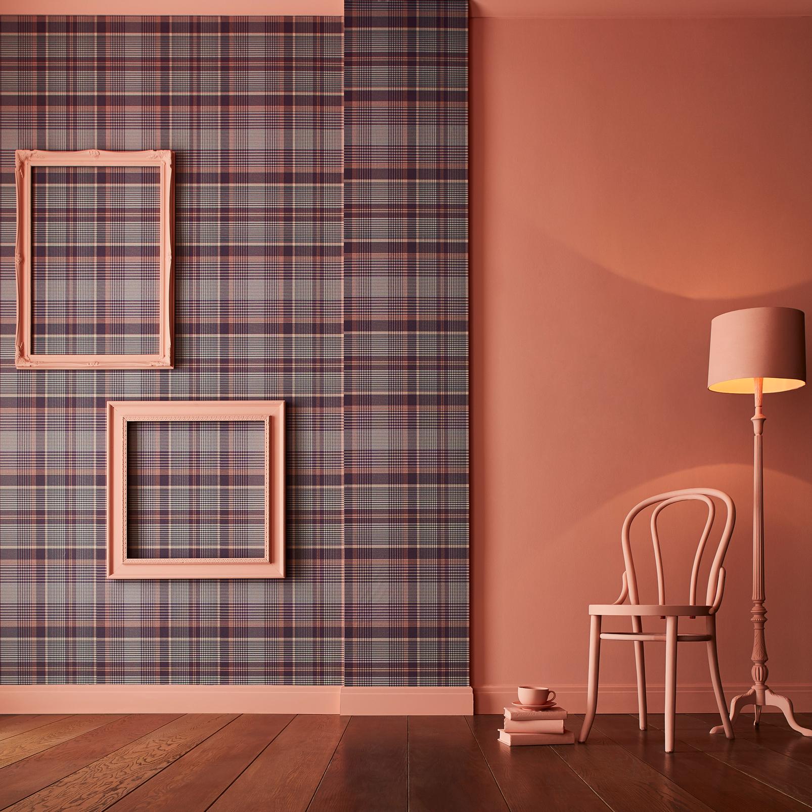 Heritage Plaid Plum Wallpaper