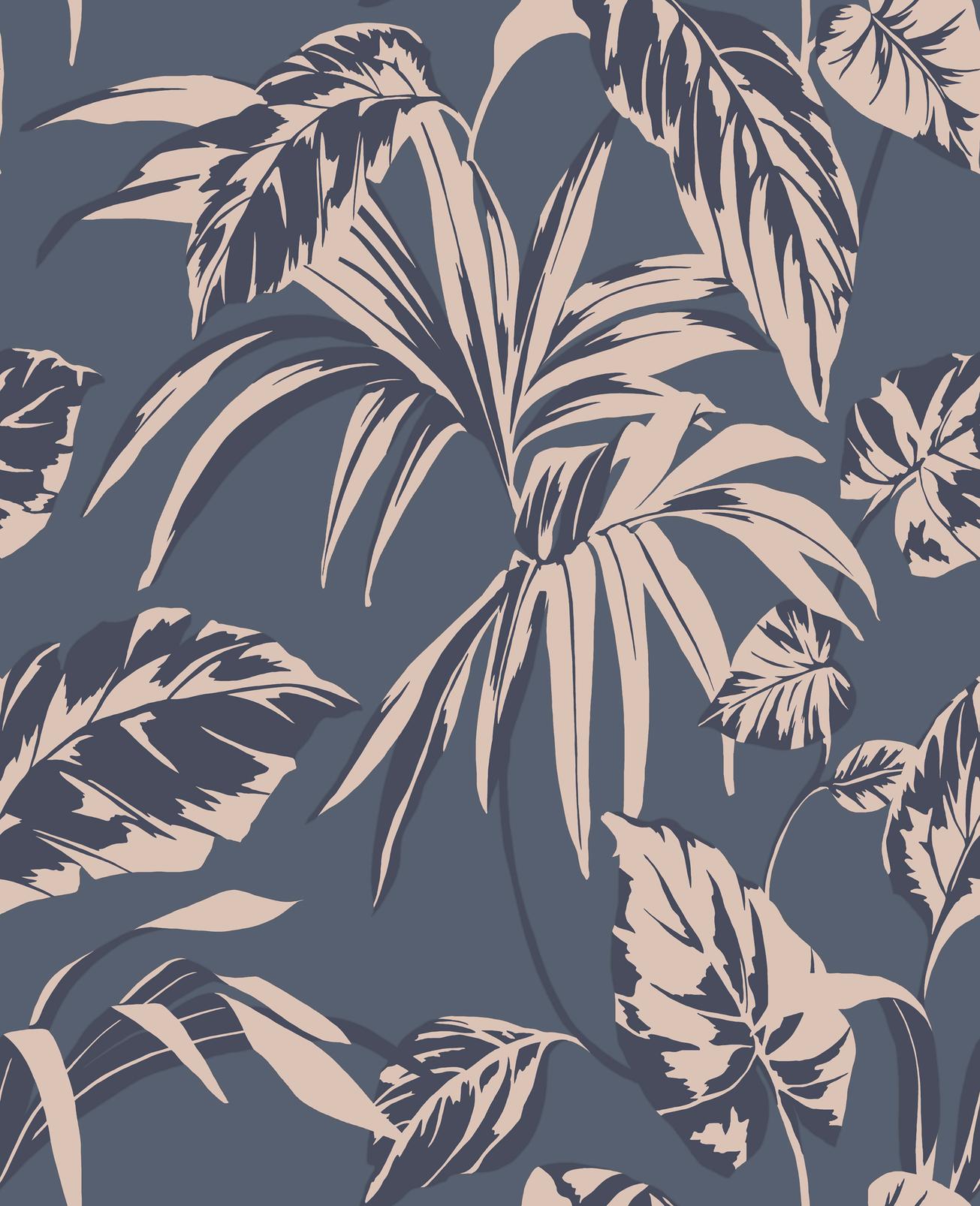 Palma Soft Gold and Notte Wallpaper