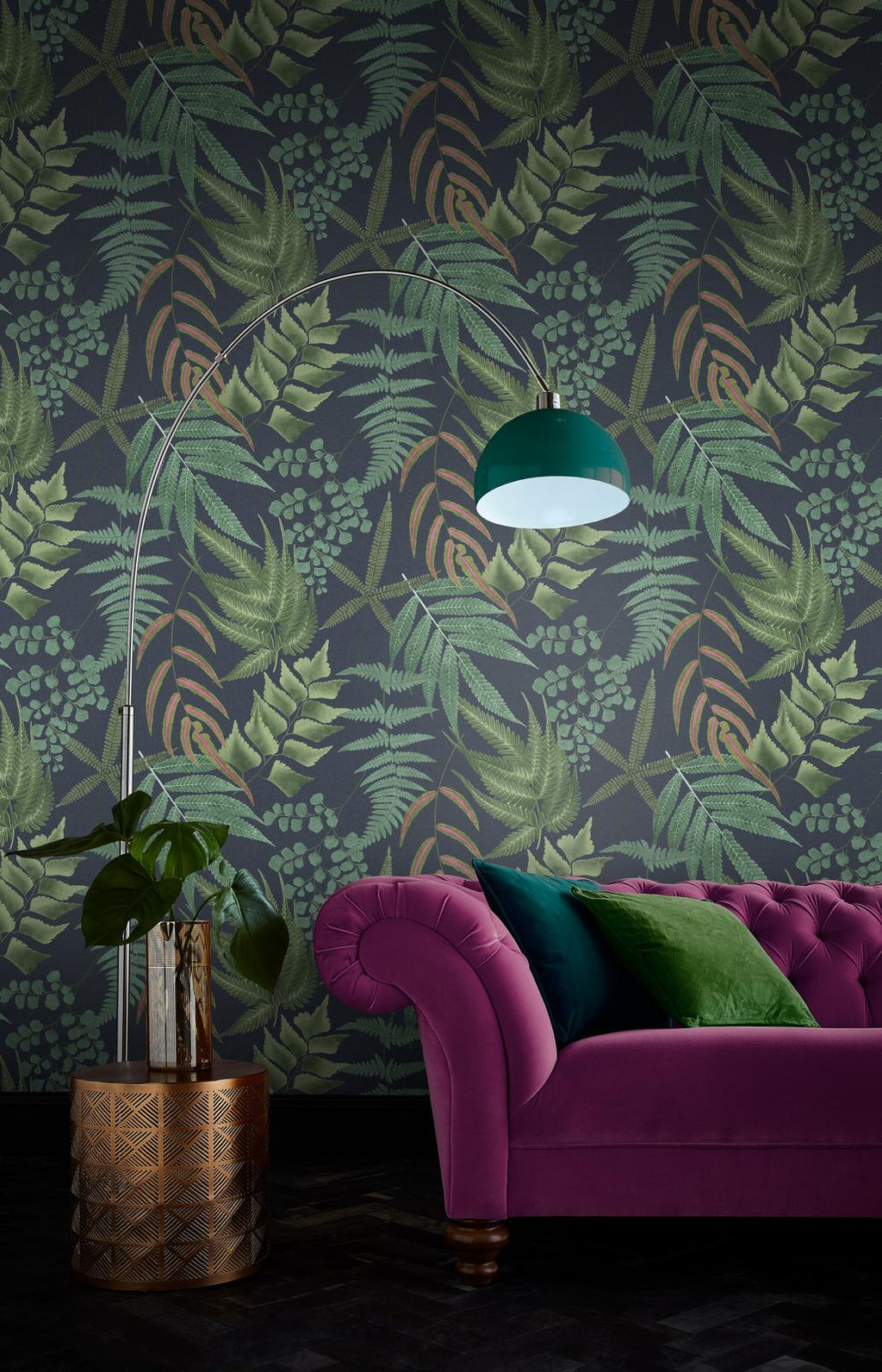 Midsummer Fern Navy Wallpaper