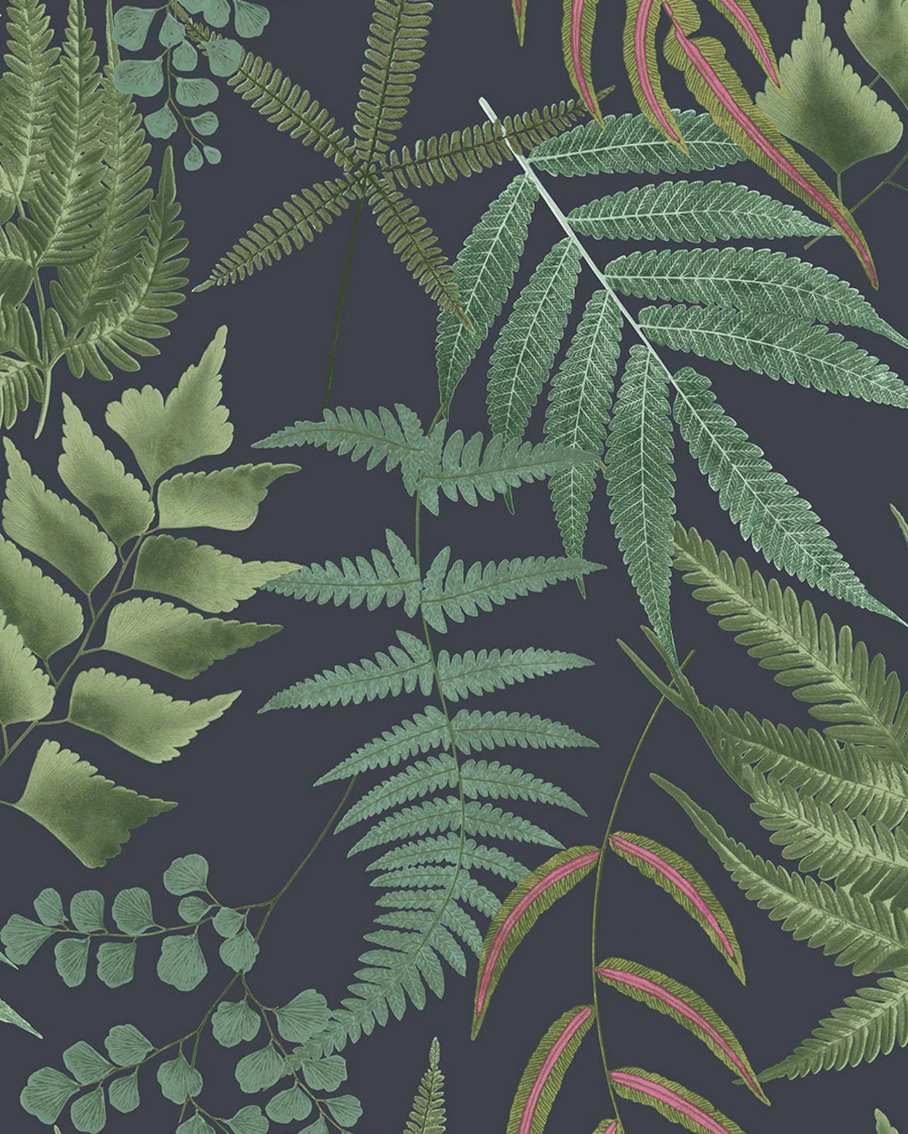 Midsummer Fern Navy Wallpaper