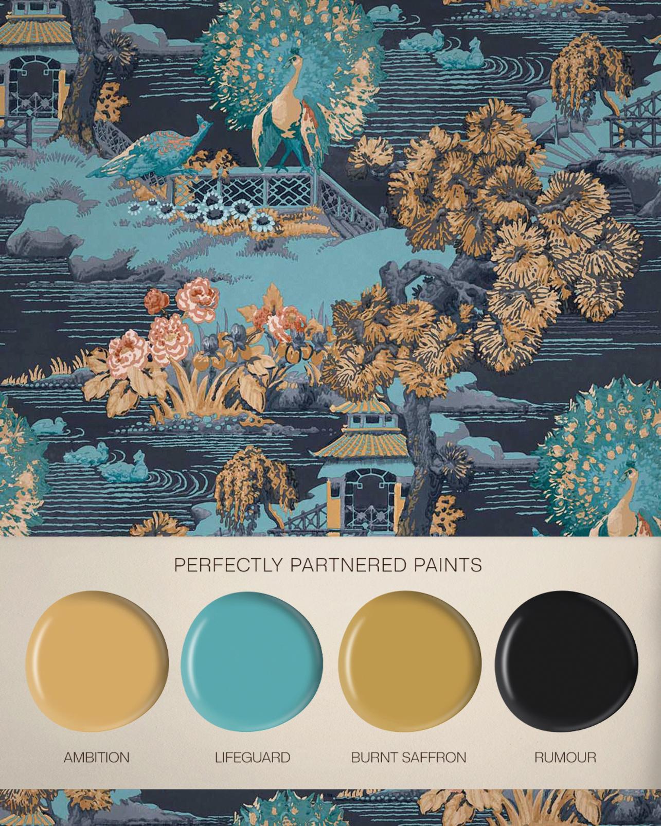 Edo Toile Navy Wallpaper