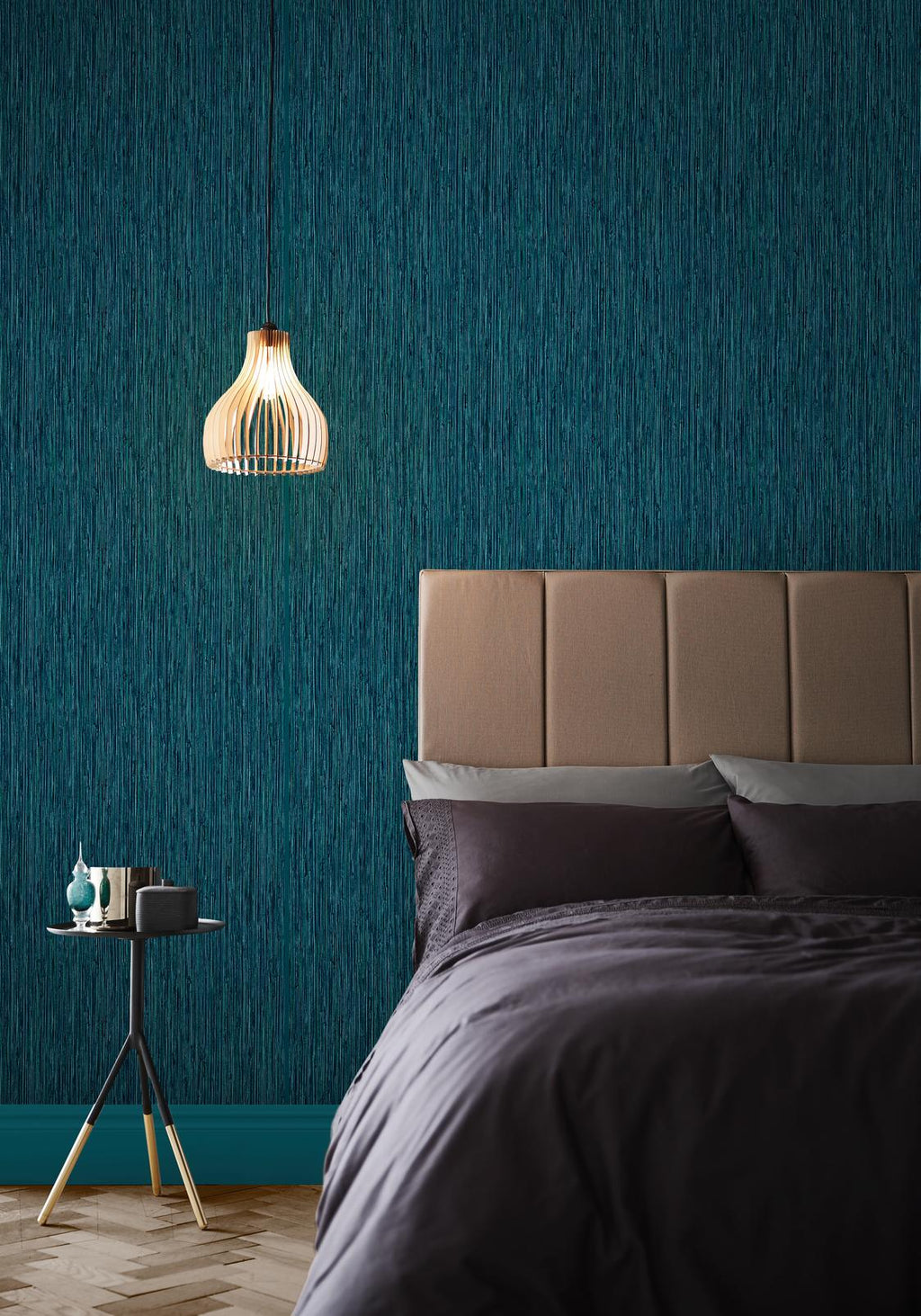 Grasscloth Texture Teal Wallpaper