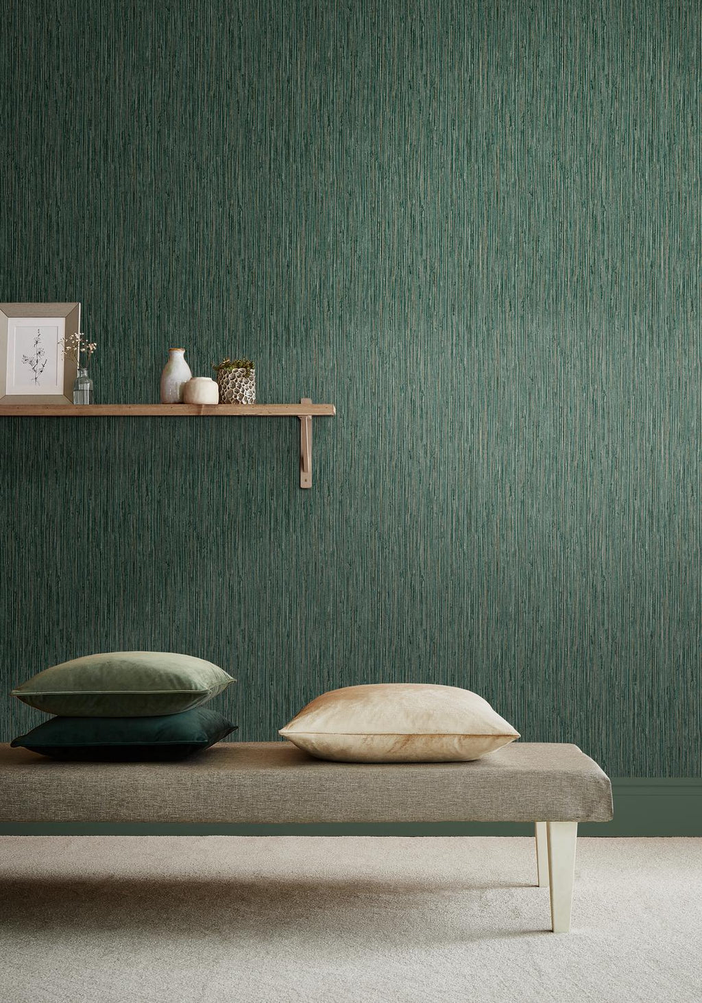 Grasscloth Texture Pine Wallpaper