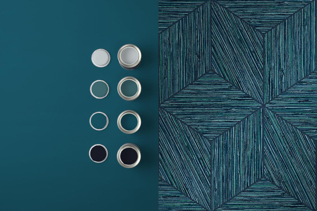 Grasscloth Geo Teal Wallpaper
