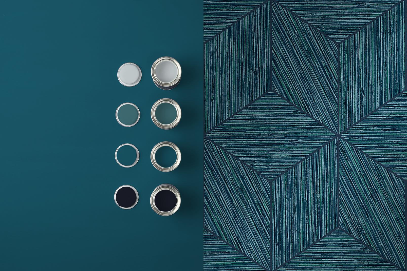 Grasscloth Geo Teal Wallpaper