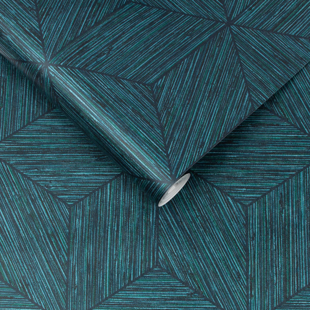 Grasscloth Geo Teal Wallpaper