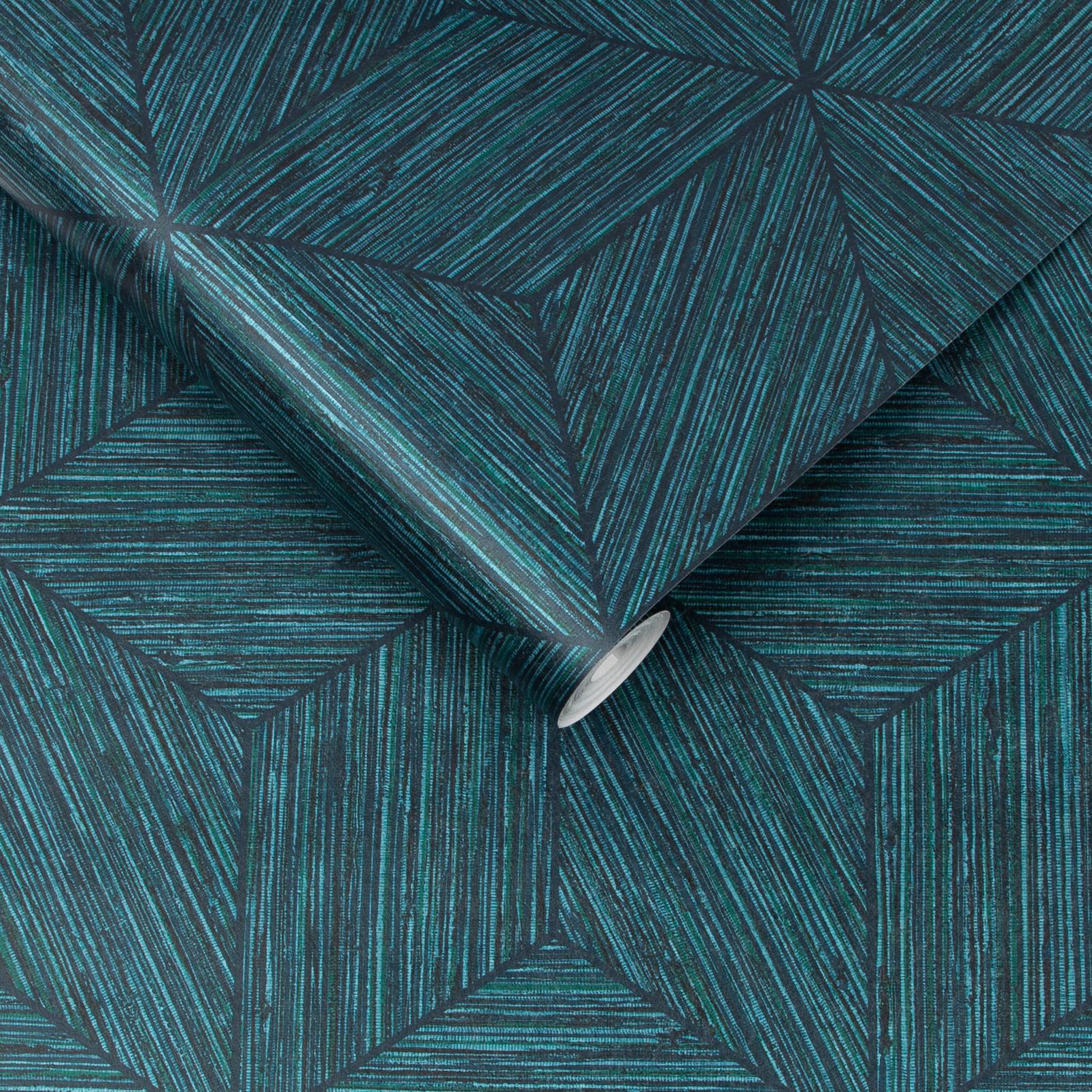 Grasscloth Geo Teal Wallpaper