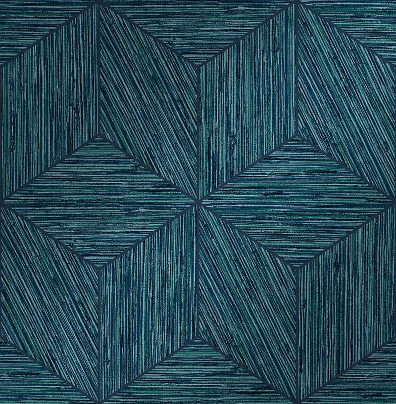 Grasscloth Geo Teal Wallpaper