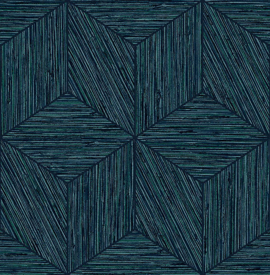 Grasscloth Geo Teal Wallpaper