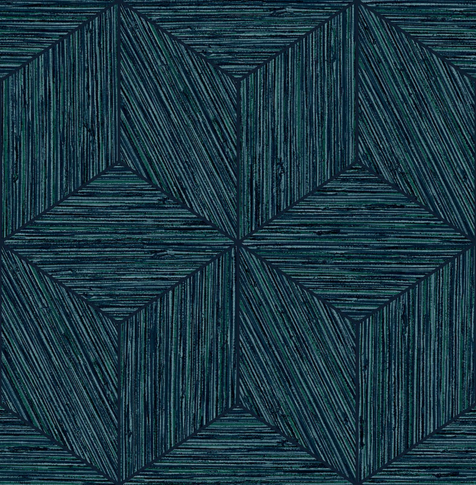 Grasscloth Geo Teal Wallpaper