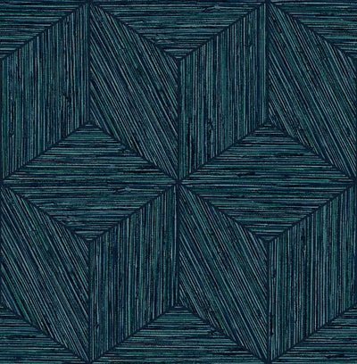 Grasscloth Geo Teal Wallpaper