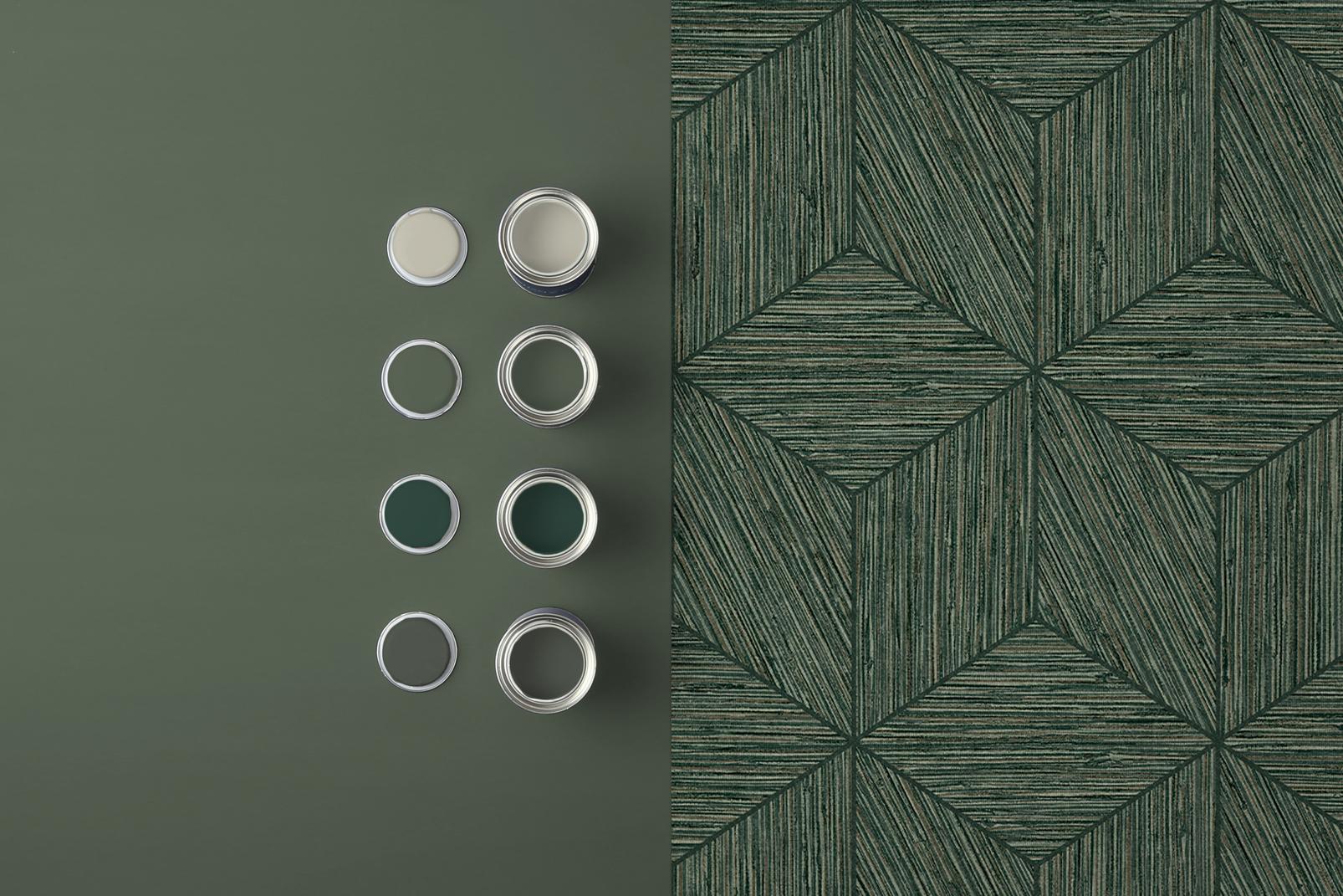 Grasscloth Geo Pine Wallpaper