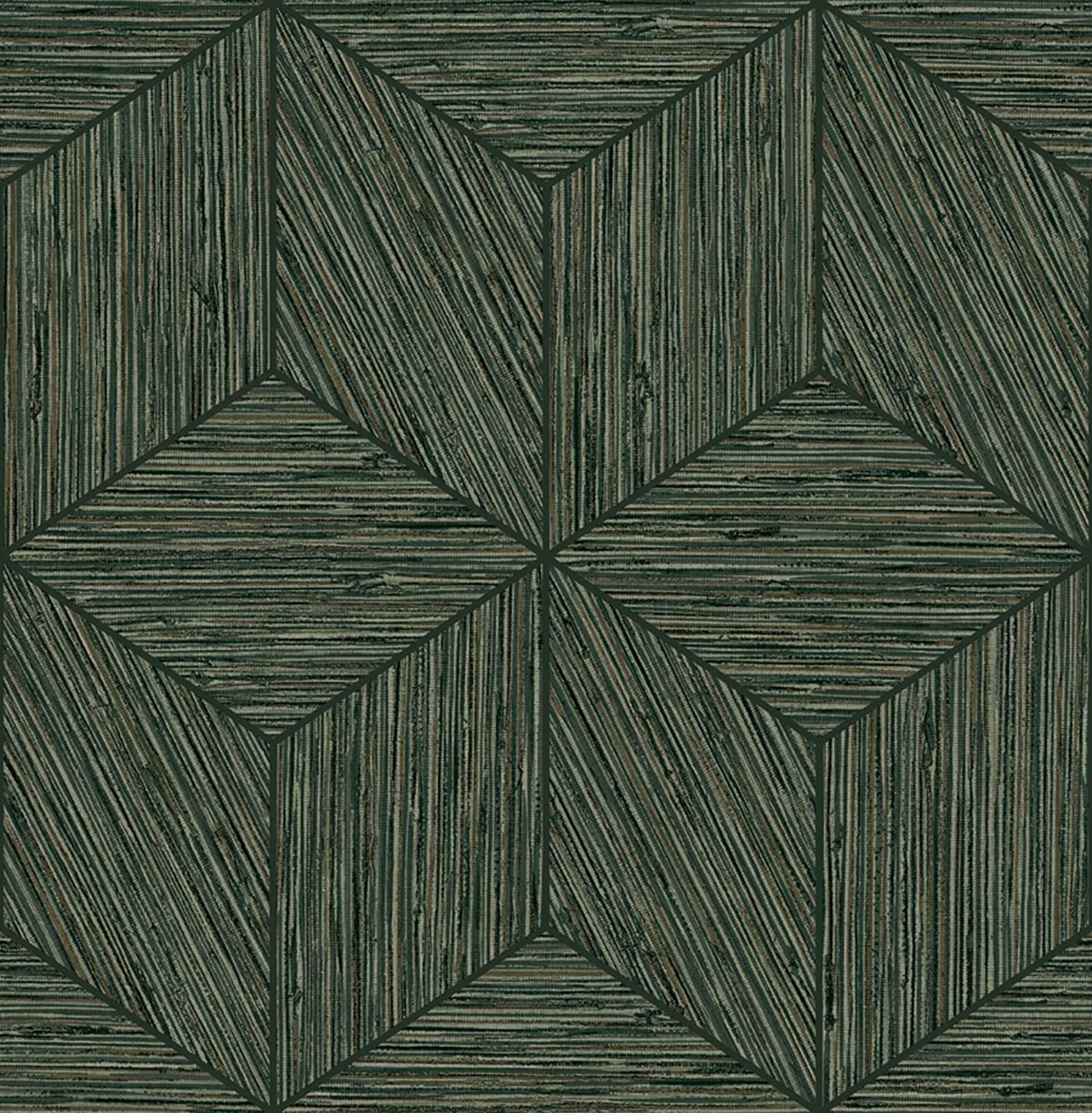 Grasscloth Geo Pine Wallpaper