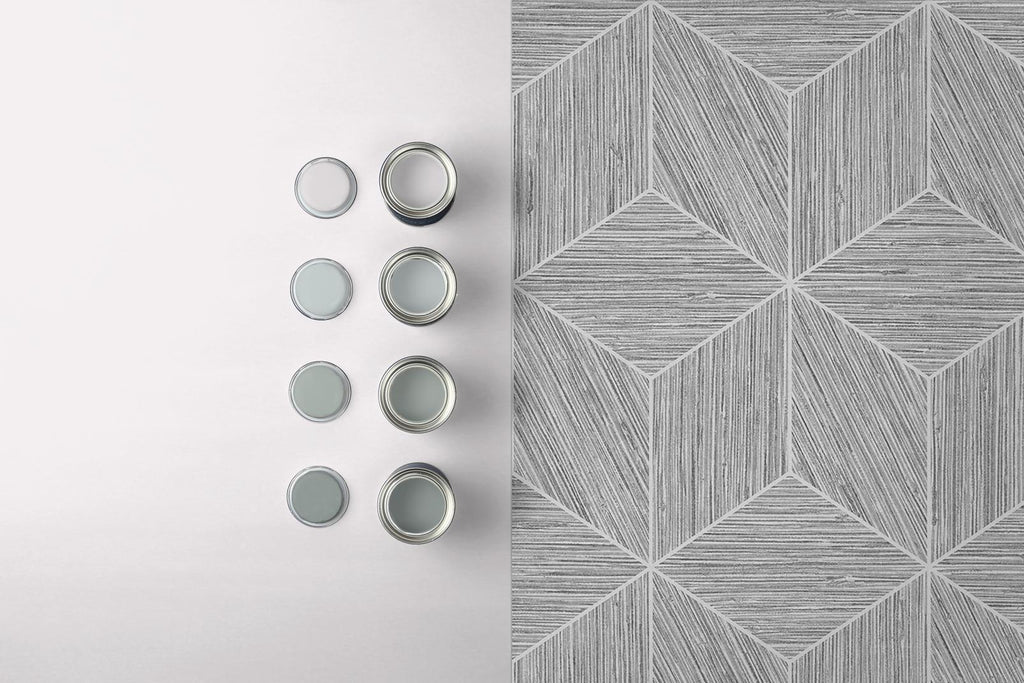 Grasscloth Geo Grey Wallpaper