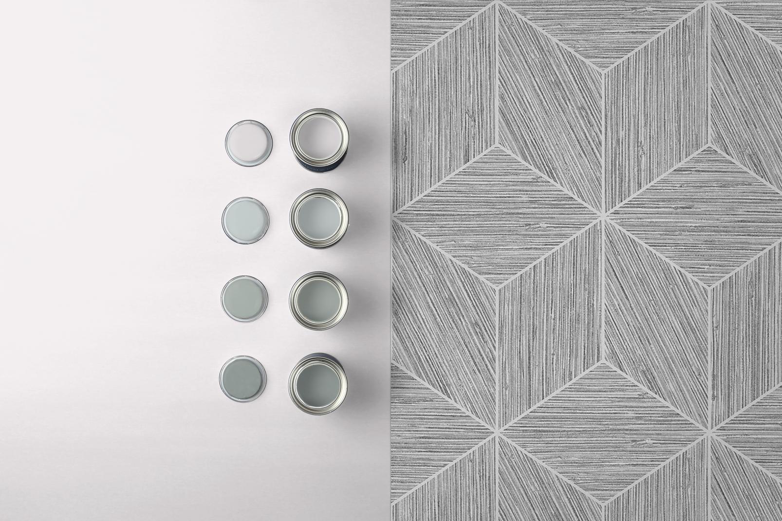 Grasscloth Geo Grey Wallpaper