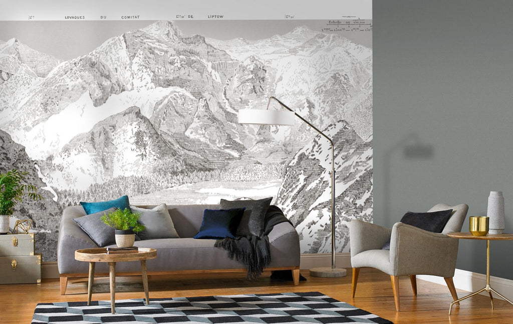 Sketch Mountain Gris Bespoke Mural
