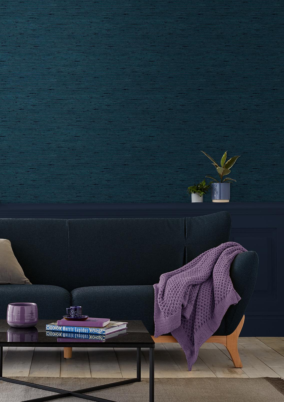 Silk Texture Navy Wallpaper