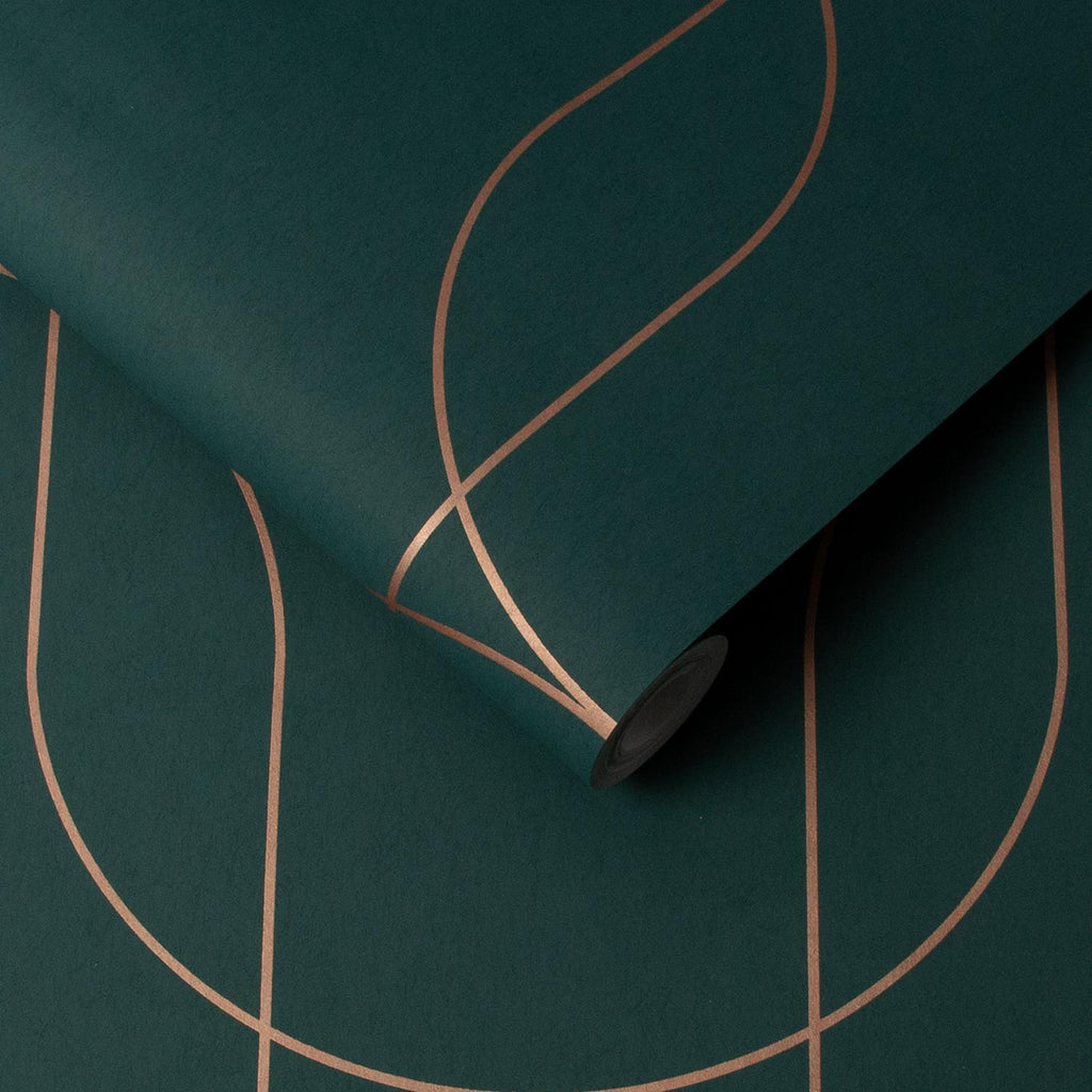 Palais Green & Copper Wallpaper