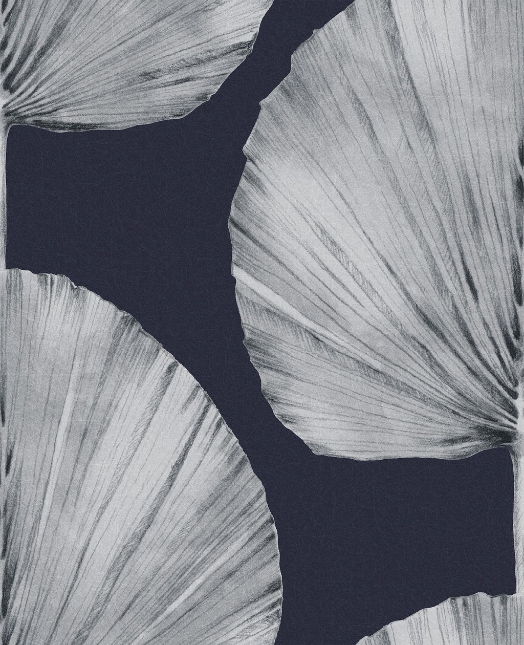 Palm Fan Navy Wallpaper