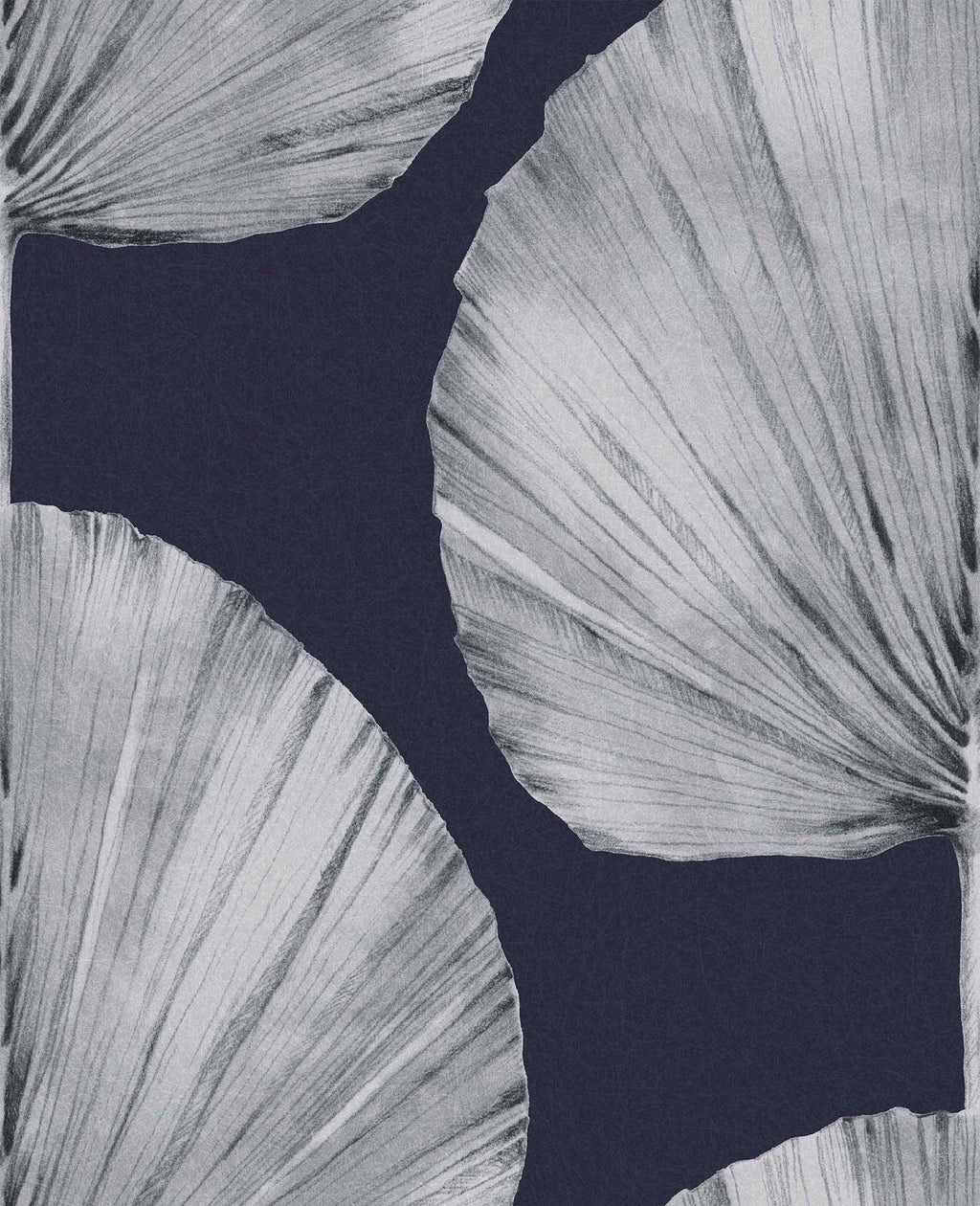 Palm Fan Navy Wallpaper