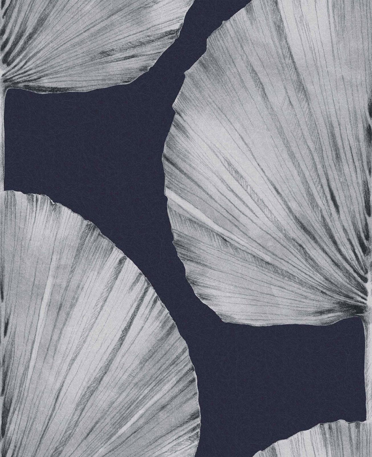 Palm Fan Navy Wallpaper