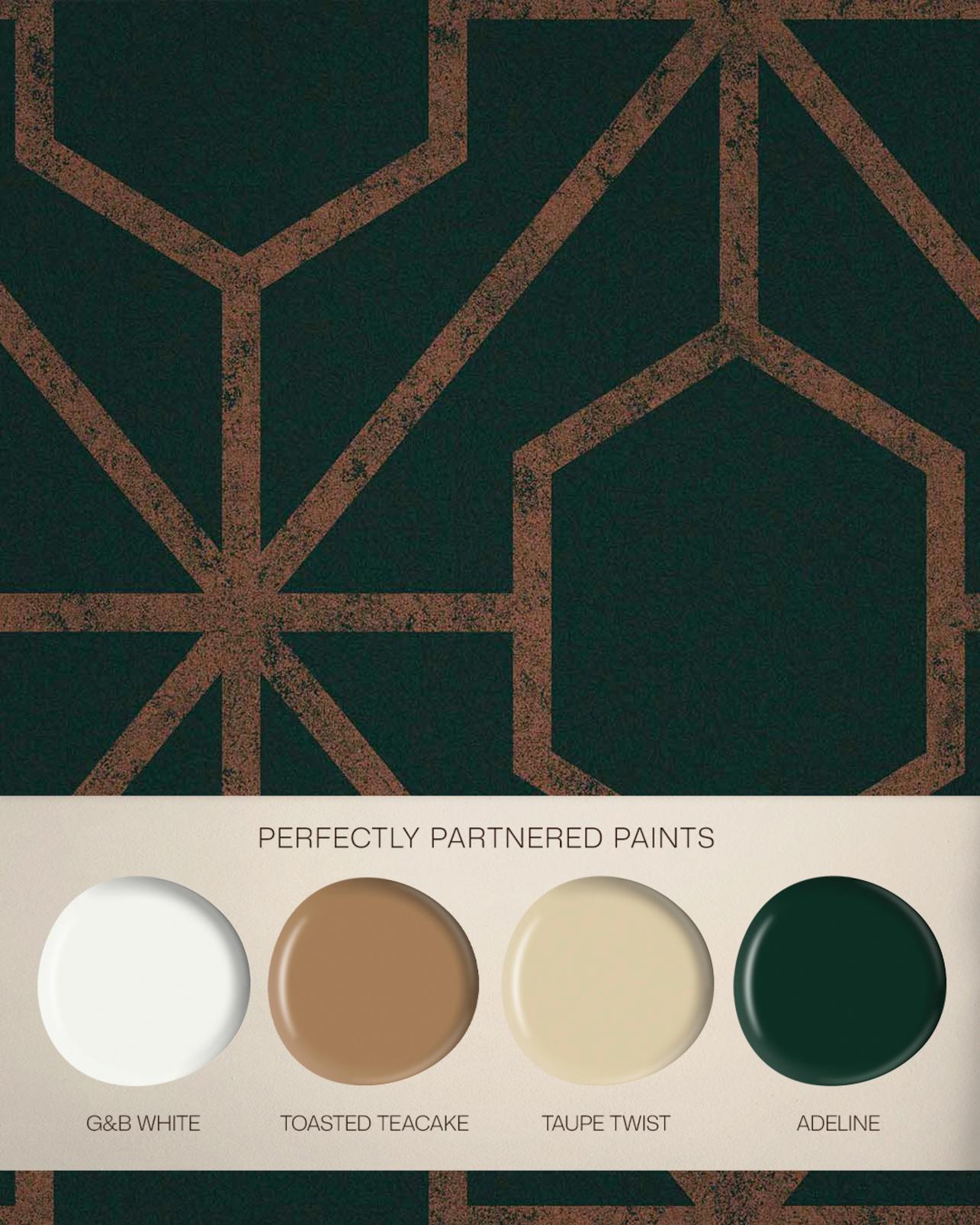 Rinku Green & Copper Wallpaper