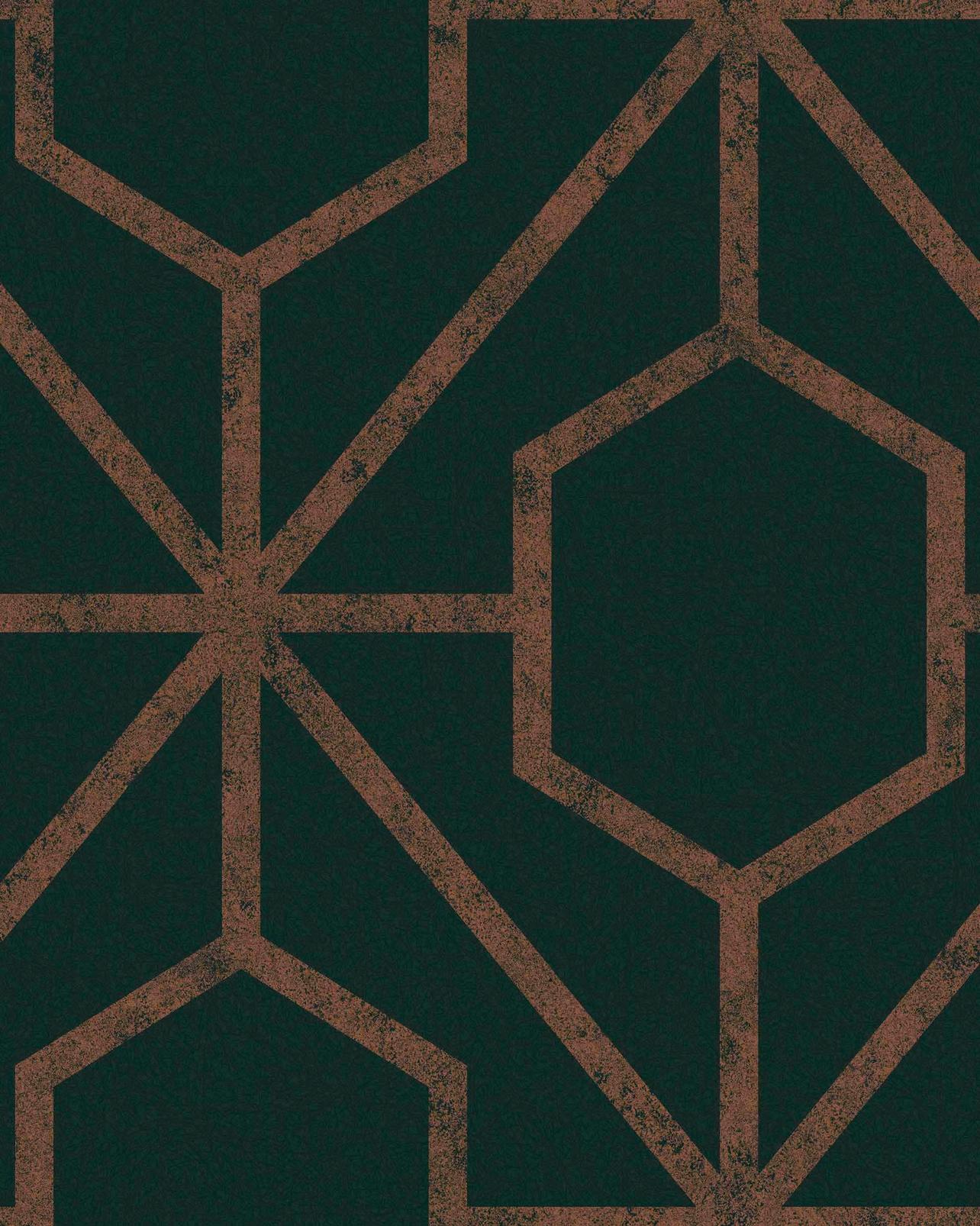 Rinku Green & Copper Wallpaper