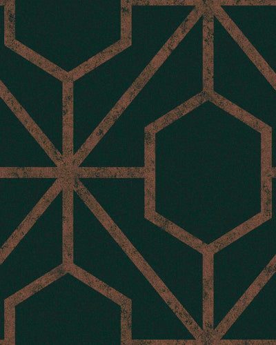 Rinku Green & Copper Wallpaper
