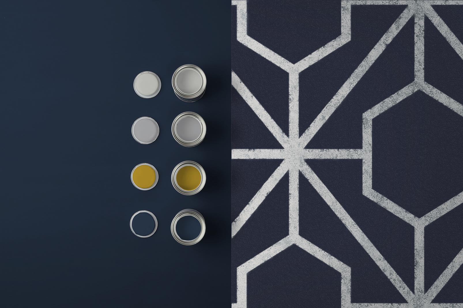 Rinku Navy & Silver Wallpaper