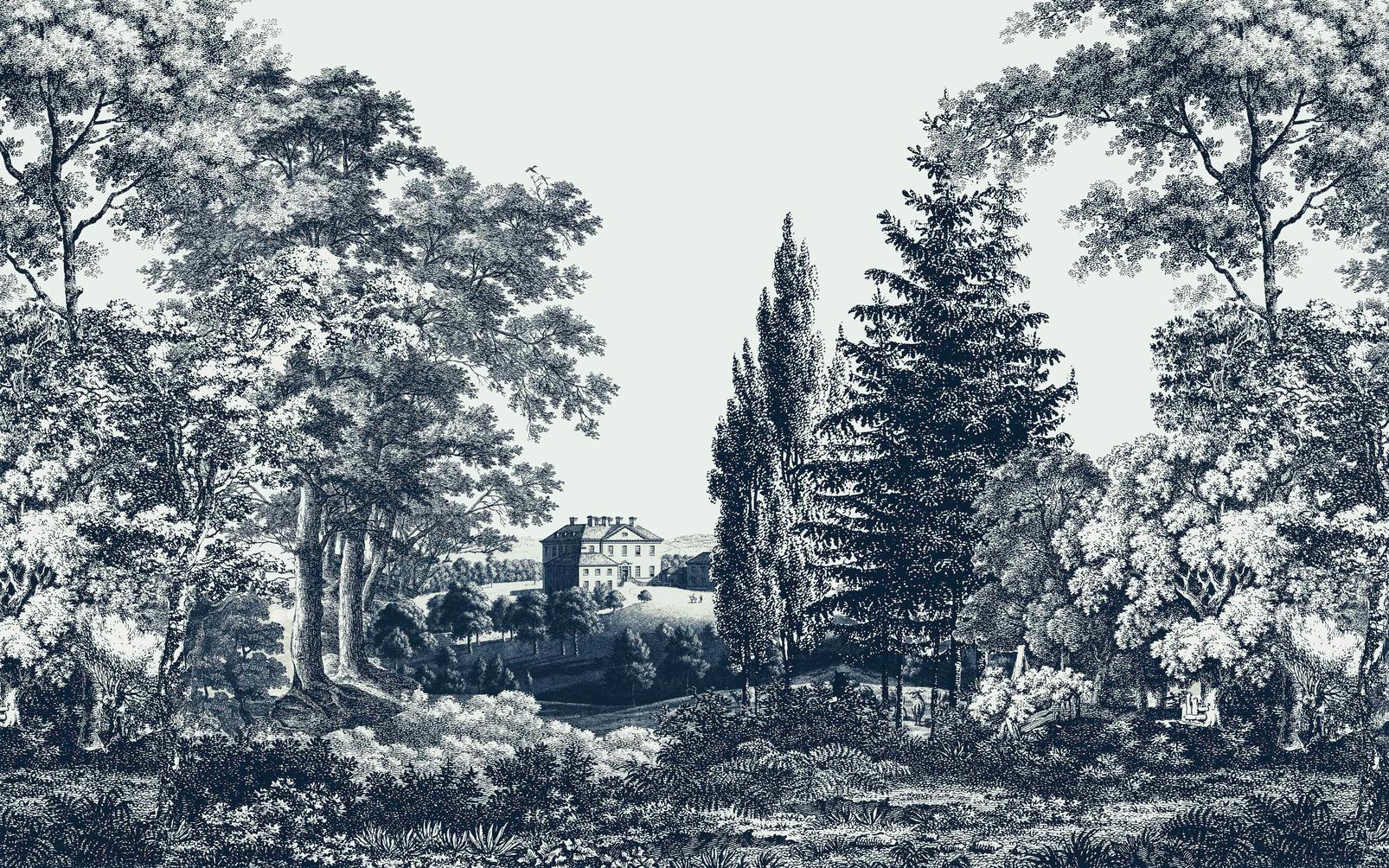 Stately Manor Blue Bespoke Mural