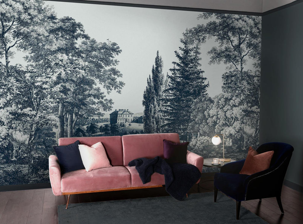 Stately Manor Blue Bespoke Mural