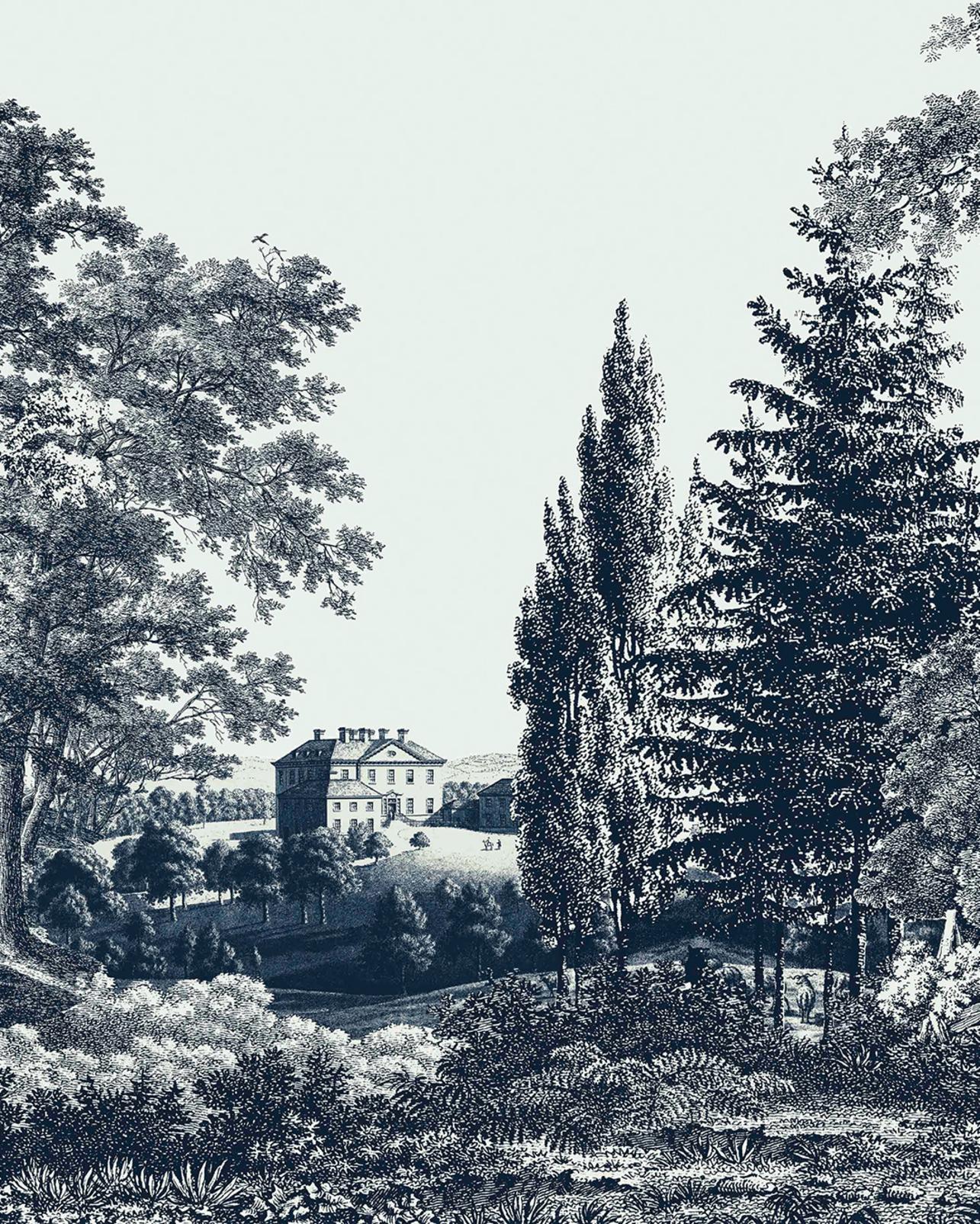 Stately Manor Blue Bespoke Mural