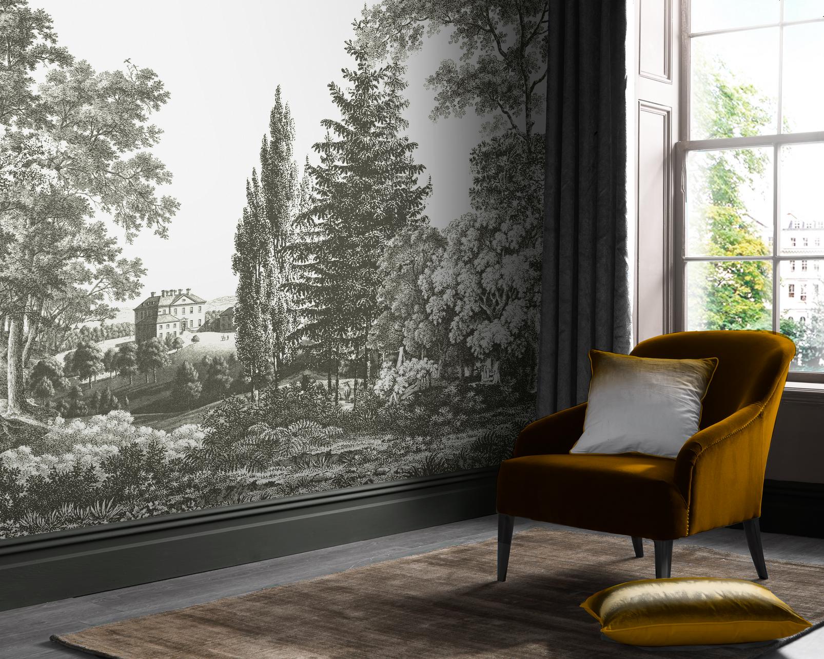 Stately Manor Grey Bespoke Mural