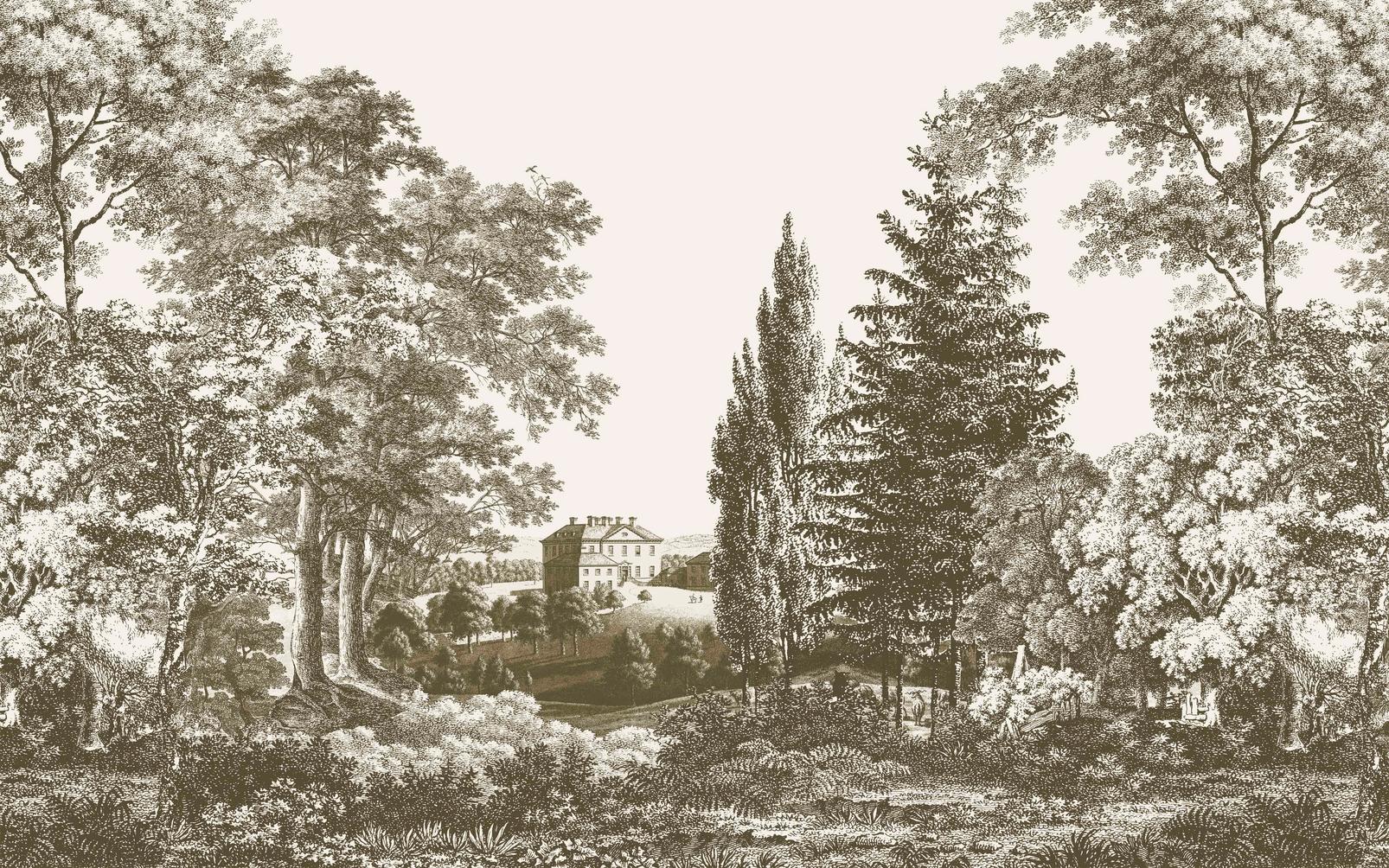 Stately Manor Sepia Bespoke Mural