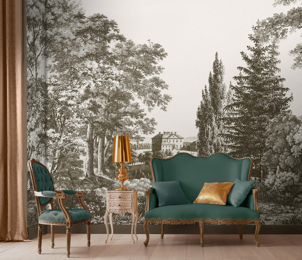 Stately Manor Sepia Bespoke Mural