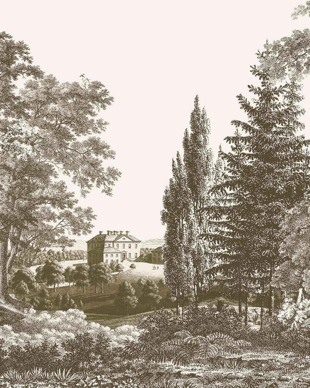 Stately Manor Sepia Bespoke Mural