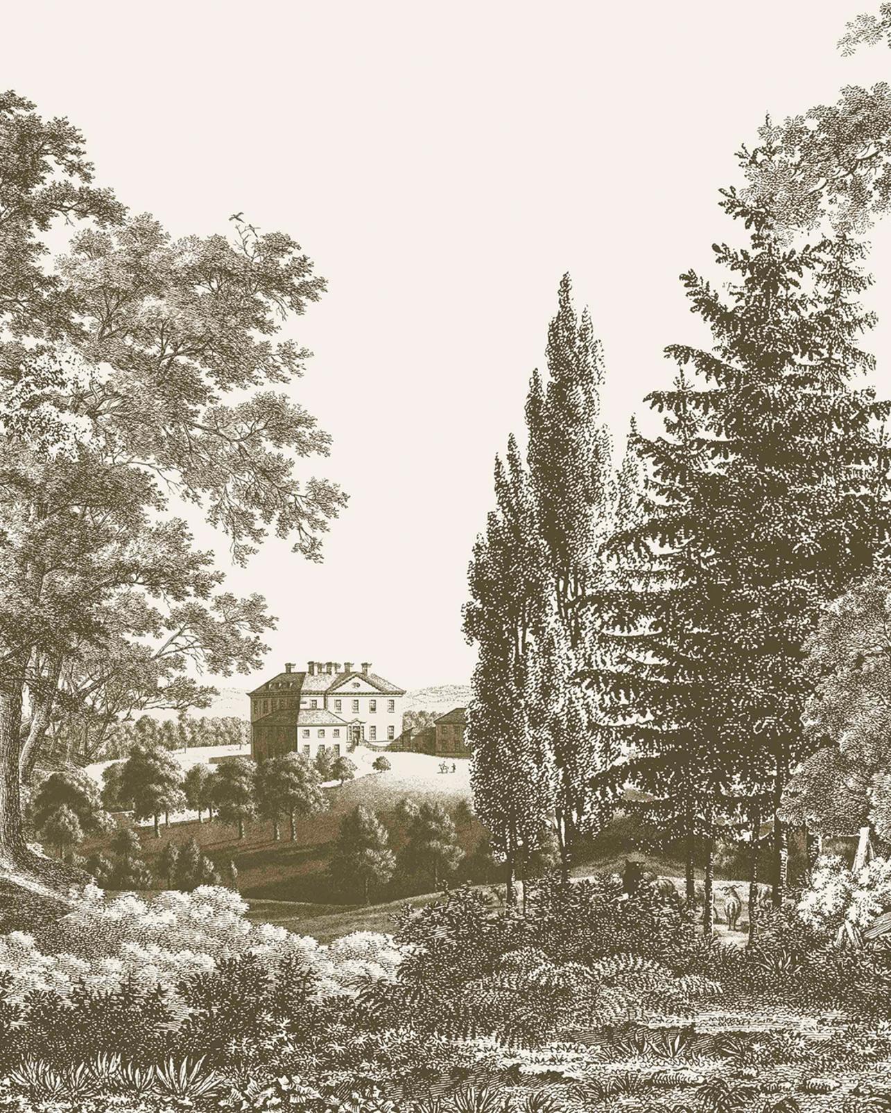 Stately Manor Sepia Bespoke Mural