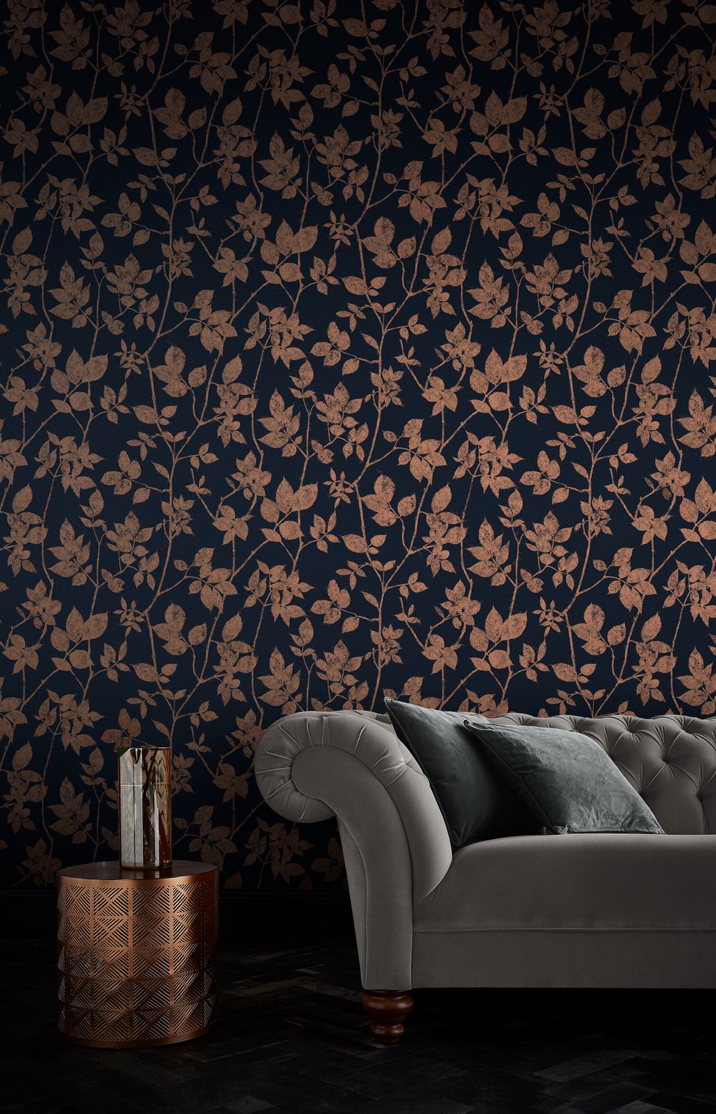 Luna Navy & Copper Wallpaper