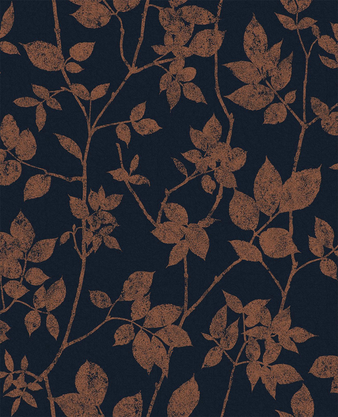 Luna Navy & Copper Wallpaper