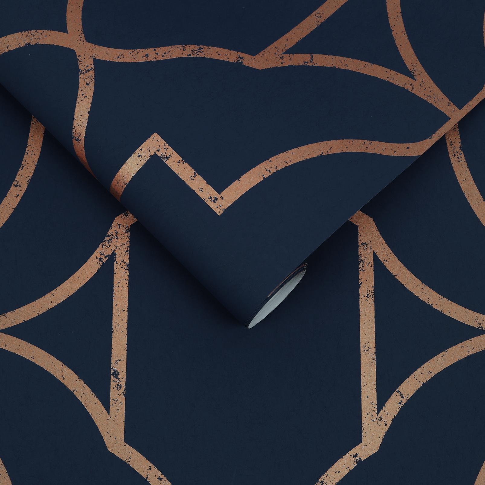 Versailles Navy Wallpaper