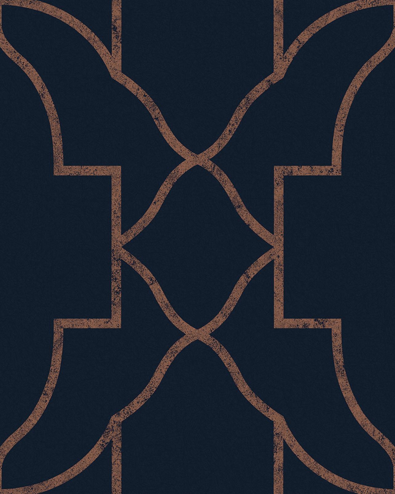 Versailles Navy Wallpaper