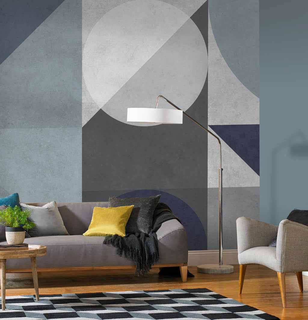 Abstract Geo Blue & Grey Bespoke Mural