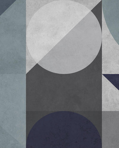Abstract Geo Blue & Grey Bespoke Mural