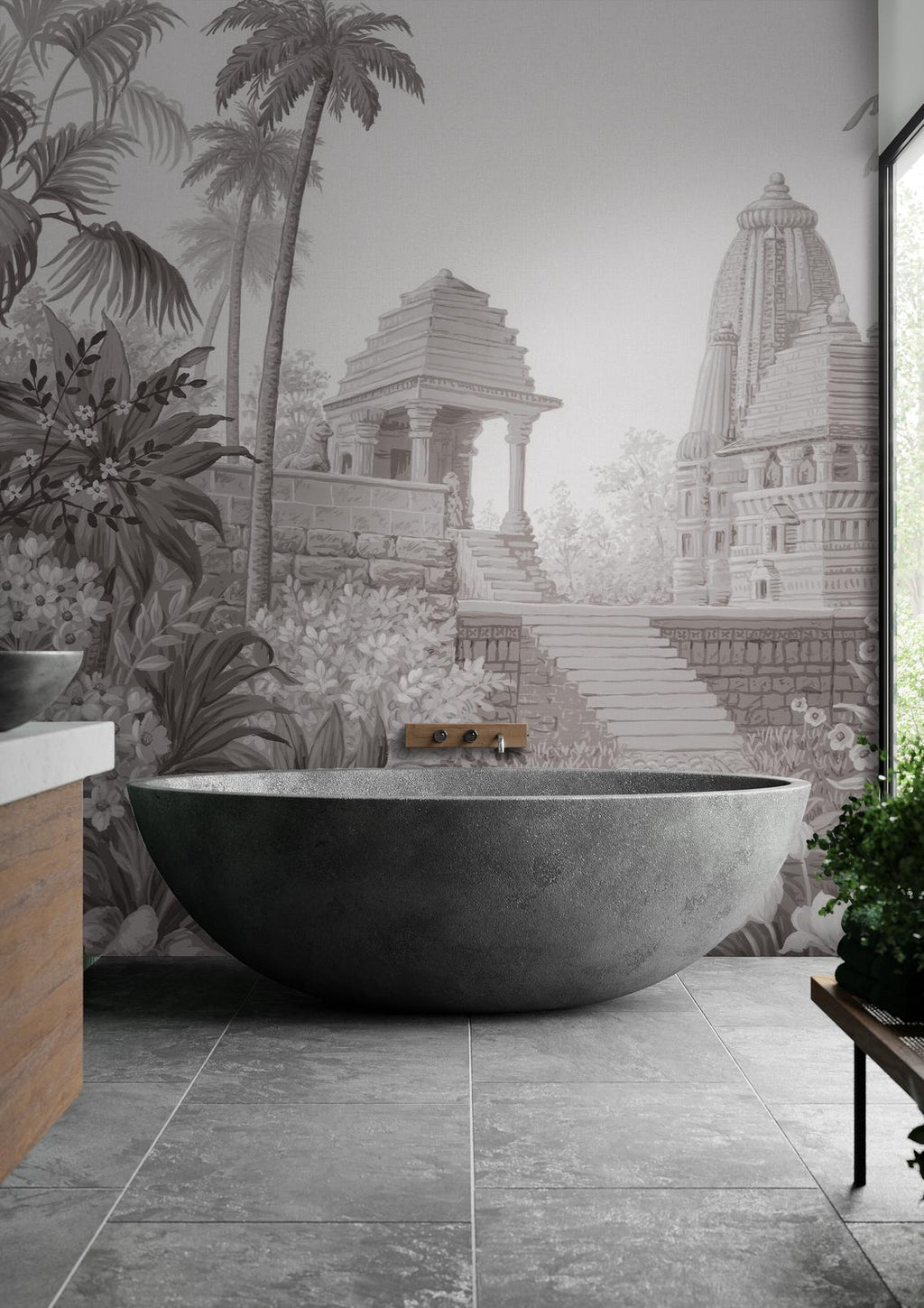 Temple Grey Bespoke Mural