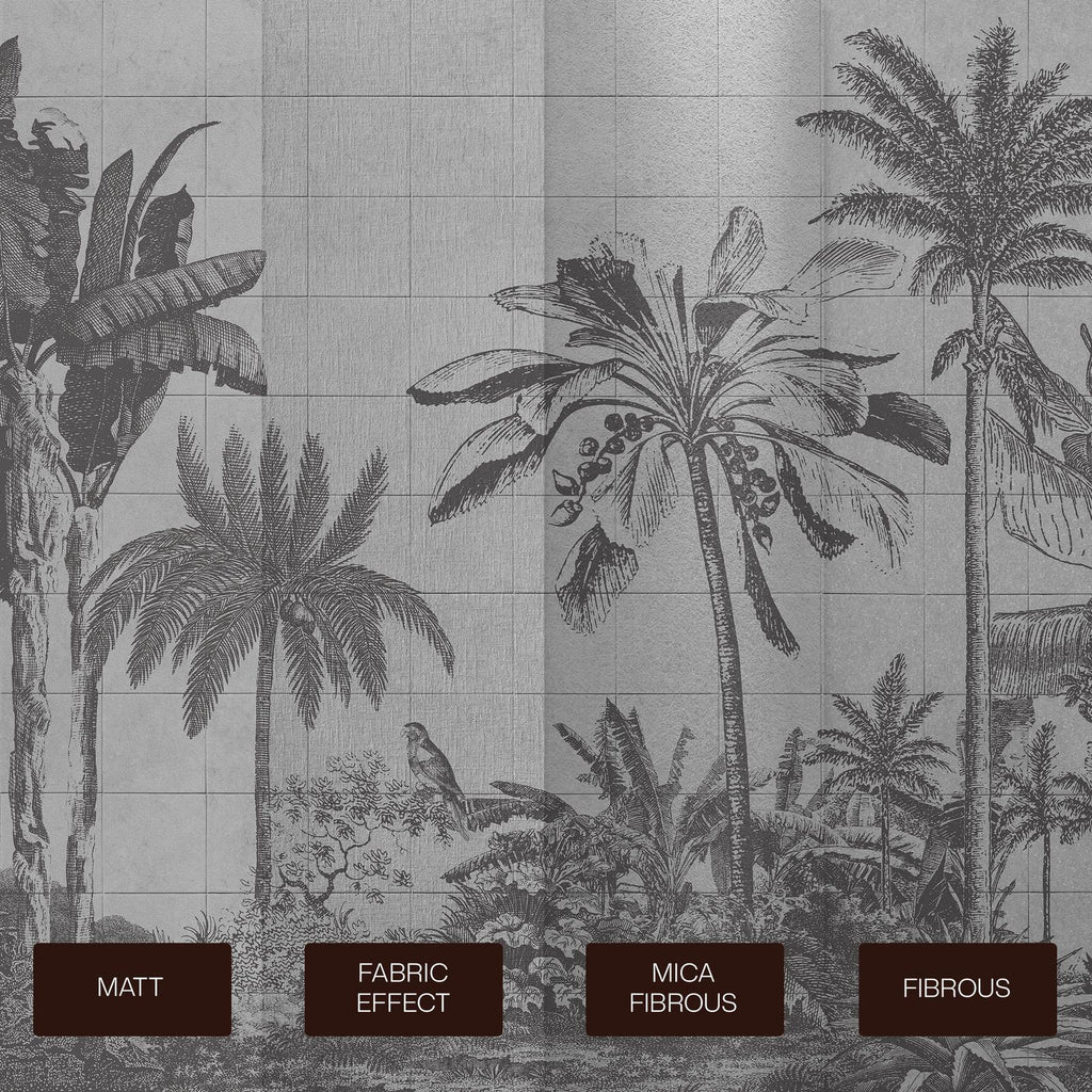 Tiled Jungle Black & White Bespoke Mural