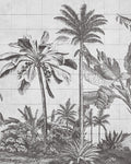 Tiled Jungle Black & White Bespoke Mural